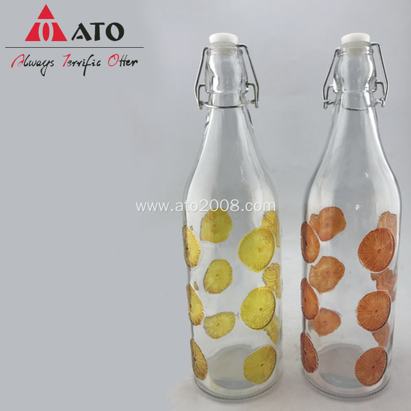 Customized wine bottle Glass Bottle with Clip Stoppers