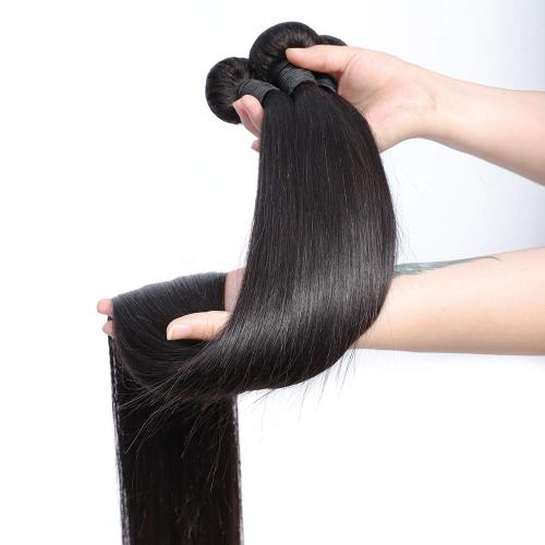 Bein búnt Human Hair Brazilian Weaving Natural Black 3 4 Knippi Deal Virgin Hair 30 tommu hrár hárlengingar