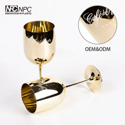 Party Supplies: Pink Rose Gold Plastic Wine Glasses