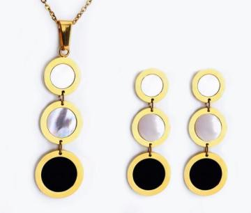 Fashion Long Round Stainless Steel Jewelry Sets with Shell