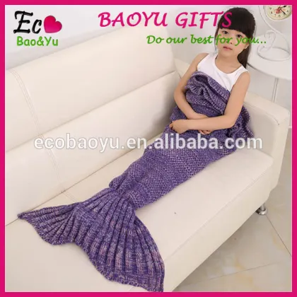 Knit Mermaid Tail Blanket For Children