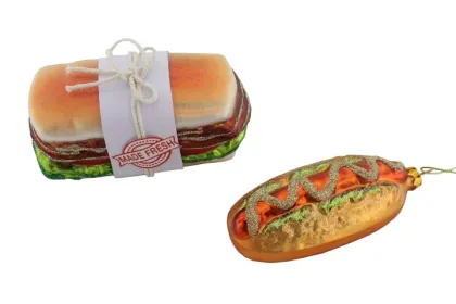 Cute Hand-Made Christmas Glass Blown Ornaments & Burger Fries Figurines