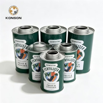 Latas de lata de adubo de frutas e vegetais tampa rosqueada latas de metal de adubo líquido ecologicamente correto e reciclável OEM customizável