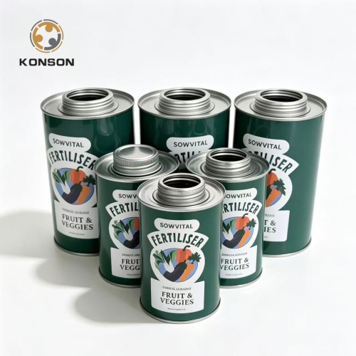 Latas de lata de adubo de frutas e vegetais tampa rosqueada latas de metal de adubo líquido ecologicamente correto e reciclável OEM customizável