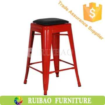 Industrial Iron Bar Stool Replica Metal Dining Chair with PU Seat Vintage Metal Bar Stool