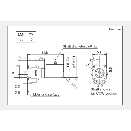 Drehpotentiometer der Serie Rk09d