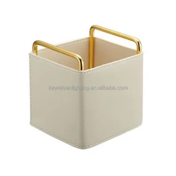 Leather and Metal Nordic Style Makeup Brushes and Cosmetics Storage Solutions