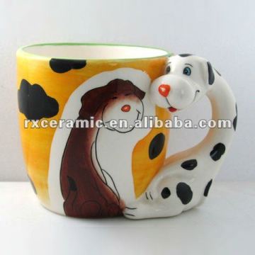 ceramic dog mugs, ceramic children mugs, handpainted ceramic animal mug