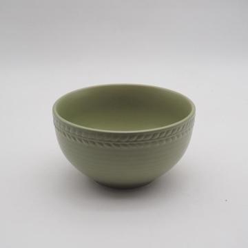 Juego de cena de cerámica verde en relieve, juegos de vajillas de gres, juego de vajillas de color más popular
