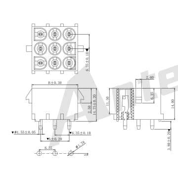 6.35mm 180 ° Wafer Connector Series AW6352V-3XNP