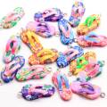 Polymer Clay Flip Flop Charms Pendants Shoe Charms New 3D Flower Beach Kawaii 100pcs 30MM 10*12*30MM Decoration QIN-YX186 Multi