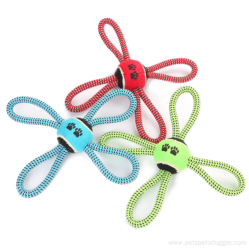 Flower Shape Rope Pet Toy with Tennis Ball