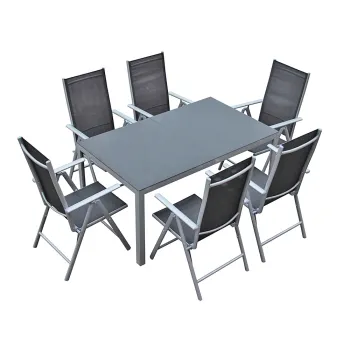 6-Person Folding Aluminum Garden Dining Table and Chairs Set