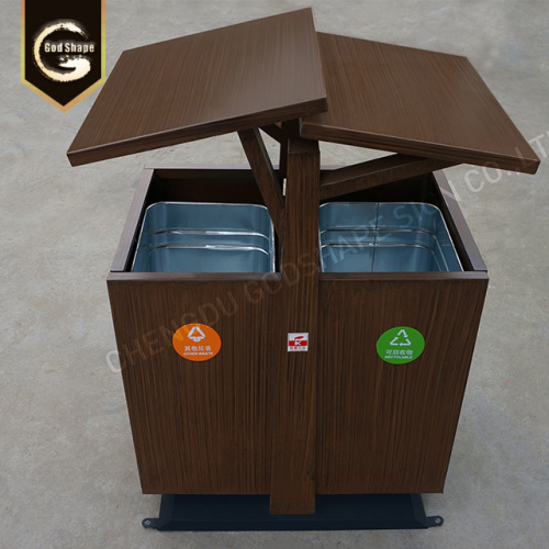Wooden Steel High Quality Trash Can Waste bins