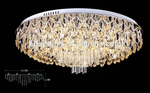Round crystal suspended led ceiling lighting fixtures