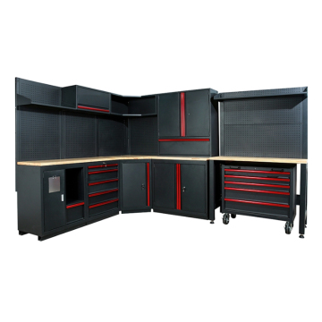 Black Body Garage Storage Combo: Workbench & Tool Trolley with Hand Tools