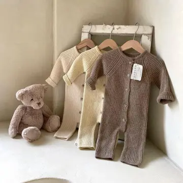 Custom Newborn Infant Clothes Knitted Rompers Long Sleeve Cotton Jumpsuit