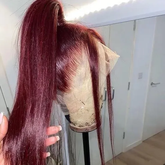 Yeswigs 99J Red Colored Raw Indian Virgin Human Hair Hd Full Lace Frontal Wig Vendor Lace Front Wig Human Hair For Black Women