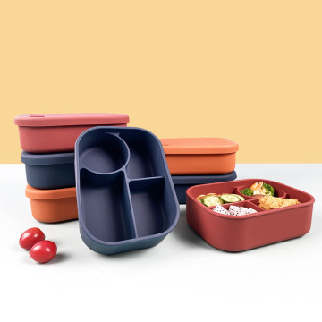 ชุดกล่องซิลิโคน Bento 4 ช่อง - ป้องกันการรั่วไหลและนำกลับมาใช้ใหม่ได้สำหรับเด็กวัยรุ่นและมืออาชีพ