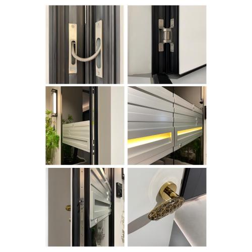 Porta frontal de metal preto brilhante de alta segurança