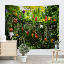 Blumen Pflanzen Tapisserie Wandbehang Waldgrün Blumen Rattan Natur Stil Tapisserie für Wohnzimmer Schlafzimmer Wohnheim Wohnkultur