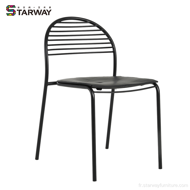 Chaise en métal design minimaliste pour la salle à manger empilable