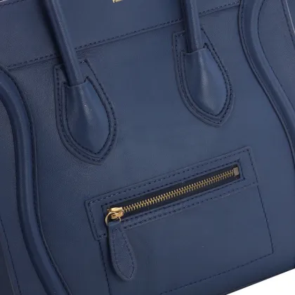 Dark Blue Original Leather Soft Suede Leather Lining Celine Luggage With Gold Hardware