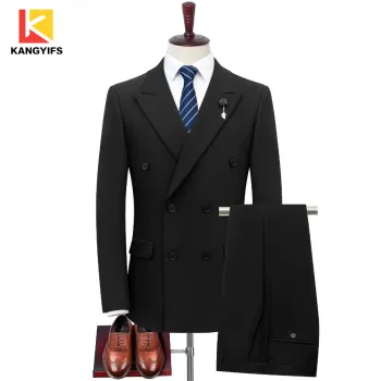Black Double Breasted Business Suit for Men