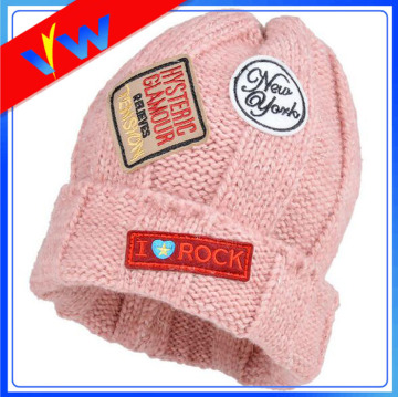 Cable Knit Folding Hat Beanie With Cable Pattern