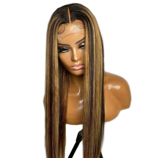 Brazilian Virgin Cuticle Aligned Hair Vendors Per Plucked Ombre Highlight 150% Transparent HD Lace Closure 4x4 Human Hair Wigs