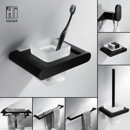 Bathroom Accessories Pure Brass Black Toothbrush Cup Holder