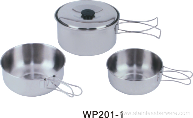 Compact Design Stainless Steel Camping Pot Set