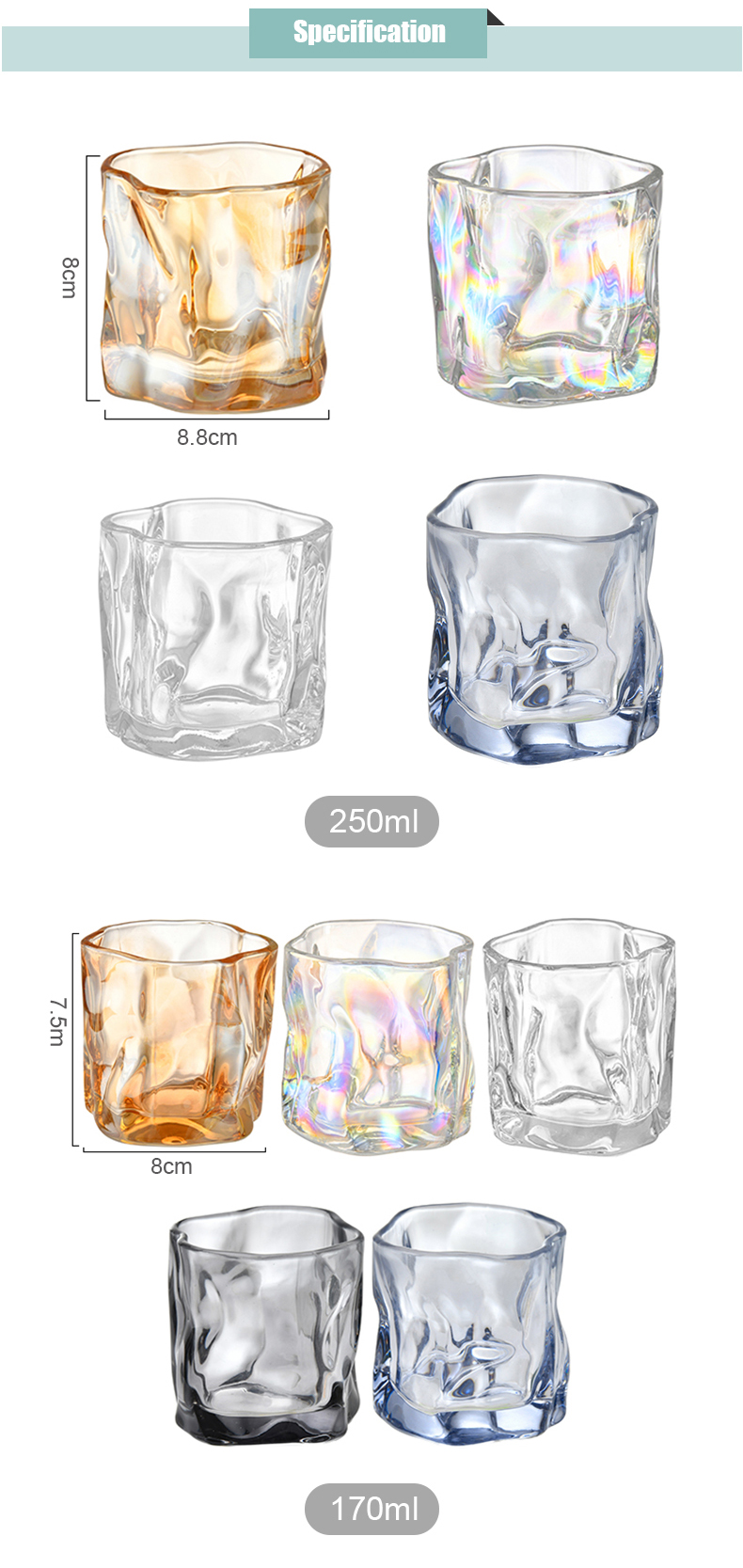 170ml 250ml Glass Drinking Cup