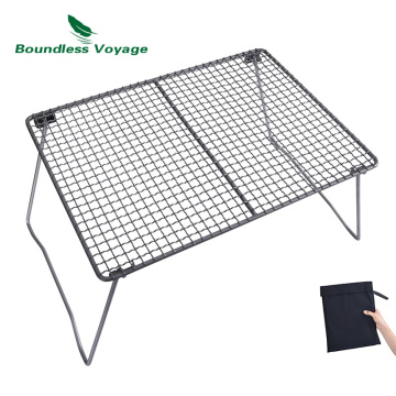 Boundless Voyage Korean Outdoor Foldable Leg Topper Barbecue Grill - Titanium Light Portable Charcoal BBQ
