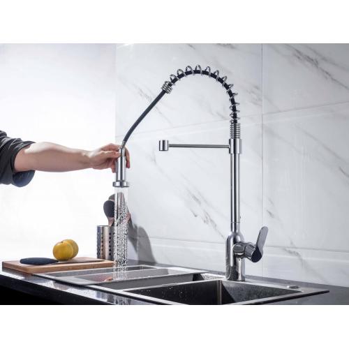 Single Handle Kitchen Faucet Household spring Chrome pull down brass kitchen faucet Supplier