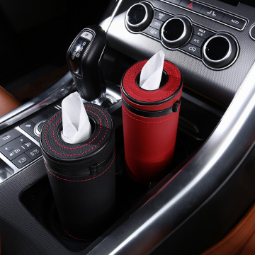Leather Tissue Box Holder with Safety Hammer for Car Interiors