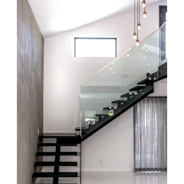 MS2026 الصلبة البلوط أحادية سترينجر الدرج درابزين زجاجي درج خشبي مخصص