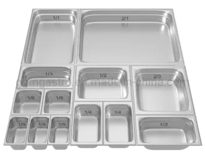European Style Gn Pan Hot Sale 1/3 Gastronorm Pan with Lid Buffet Food Gastronorm Container Stainless Steel Food Container
