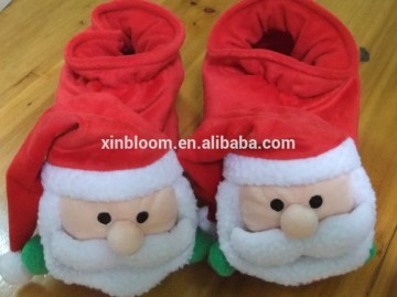 2015 plush santa claus shoe very comfortable and fashion suitable for the christamas gift or promotion