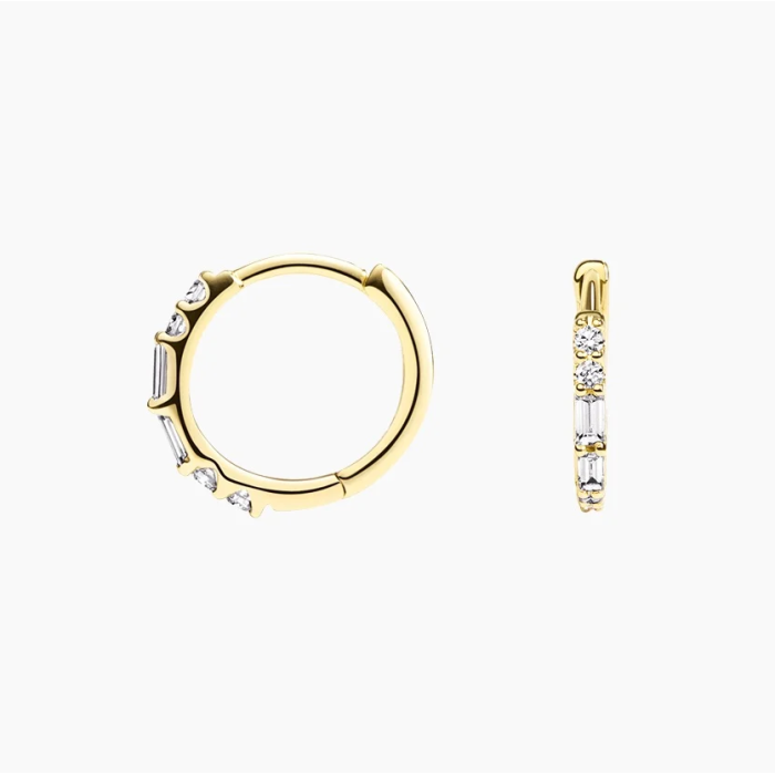 ต่างหูเพชร 10K สีเหลือง 1CT D VS1 Lab