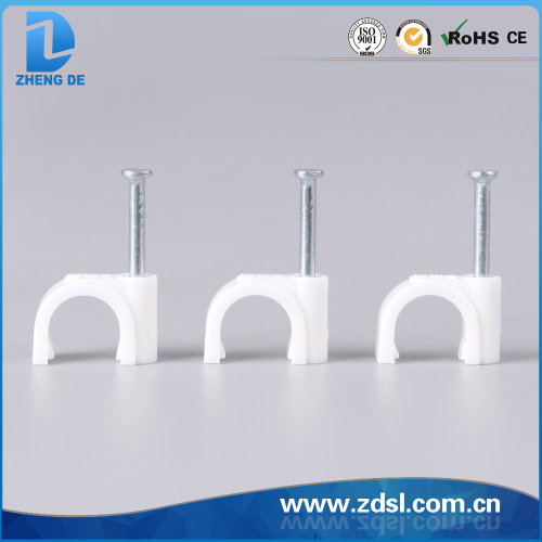 Yueqing Good Quality White And Grey Plastic Round Nail Cable Clip