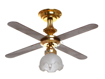 Dollhouse vintage ceiling lighting with fan 1/12 scale