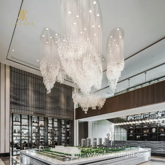 White iceberg shaped chandelier hotel lobby custom large chandelier