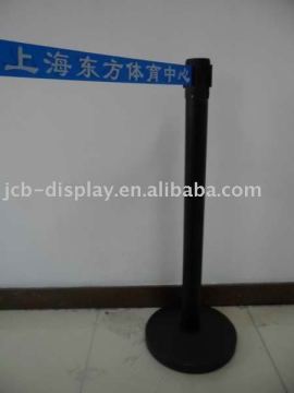 black iron post with blue belt pedestrian barrier(JCB-G02)