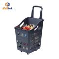 Store portable rolling wheeled shopping basket