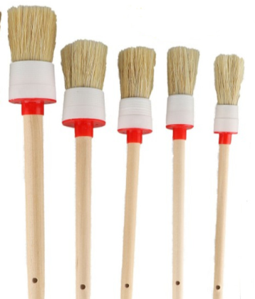 wooden handle 3 pieces car detail brushes