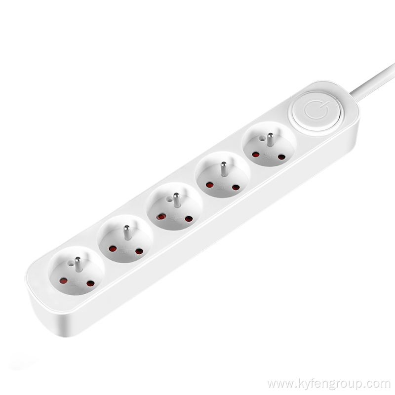 France 5-socket power strip with button