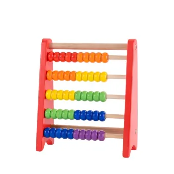 Red Wooden Mini Abacus: A Preschool Educational Math Toy for Children Aged 3 and Above
