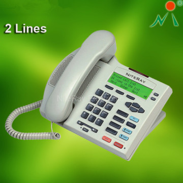 Black/White 2 Lines Business Phone, 3 Party Conference Telephone