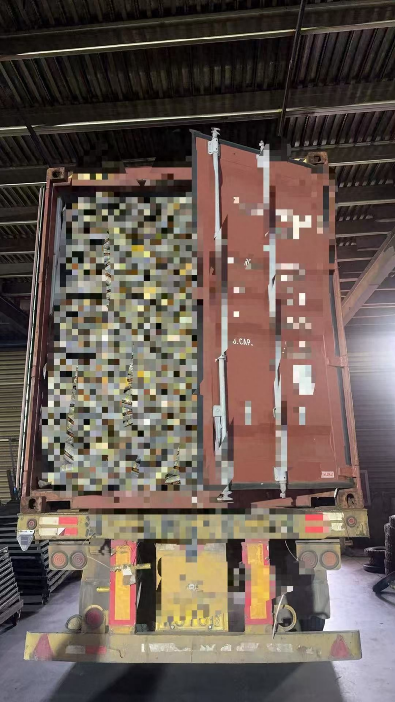 Containers fully loaded with tires